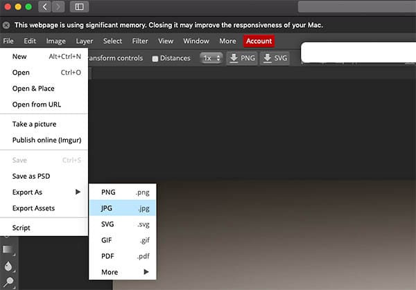 export as jpg