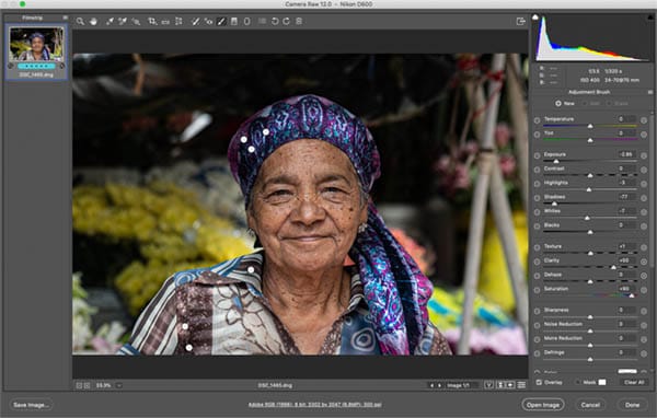 showing photograph like steve mccurry basic colour correction